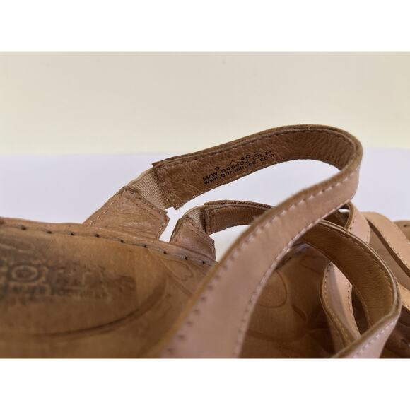 Born Tan Leather Strappy Sandals Women’s Size 9 Slip On Comfort Shoe - Picture 14 of 15